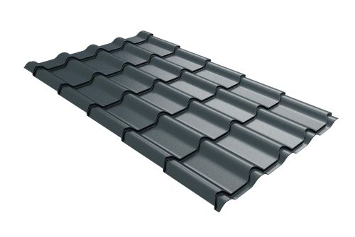 Металлочерепица камея 0,45 drap st RAL 7016 антрацитово-серый | Металлобаза Волхонка