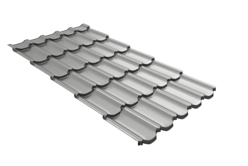 Металлочерепица квинта плюс c 3D резом 0,5 RAL 9006 бело-алюминиевый | Металлобаза Волхонка