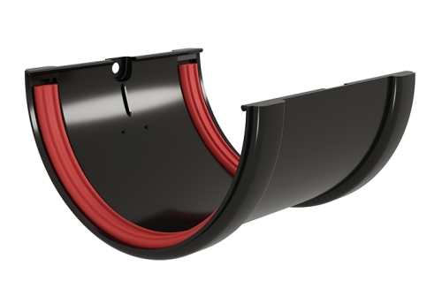 Соединитель желобов Классика 120 ПВХ GL черный (RAL 9005) | Металлобаза Волхонка