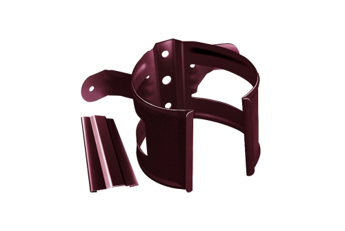 Хомут трубы металлический на дерево Grand Line ПВХ бордо (RAL 3005) | Металлобаза Волхонка