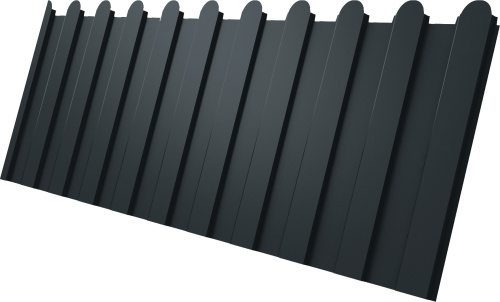 Профнастил С8A в02 фигурный 0,5 Velur с пленкой RAL 7016 антрацитово-серый | Металлобаза Волхонка