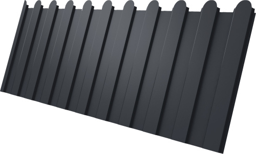 Профнастил С8A в02 фигурный 0,5 Velur с пленкой RAL 7024 мокрый асфальт | Металлобаза Волхонка