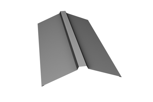 Планка конька прямоугольного 150х30х150 0,45 PE с пленкой RAL 9006 бело-алюминиевый | Металлобаза Волхонка