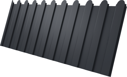 Профнастил С8A в02 фигурный 0,45 ПЭ матовый с пленкой RAL 7024 мокрый асфальт | Металлобаза Волхонка