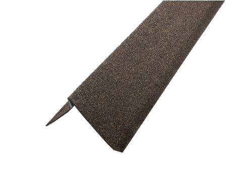 Планка ветровая с отгибом Grand Line c гранулятом для мягкой кровли 100*20*70 коричневая | Металлобаза Волхонка