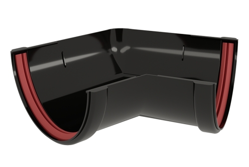 Угол желоба 135 град.Классика 120 ПВХ GL черный (RAL 9005) | Металлобаза Волхонка