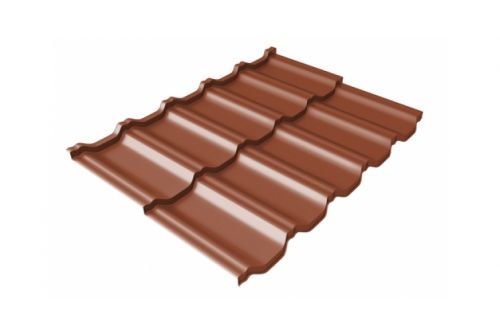 Металлочерепица модульная квинта Uno c 3D резом 0,5 Мatt RAL 8004 терракота | Металлобаза Волхонка