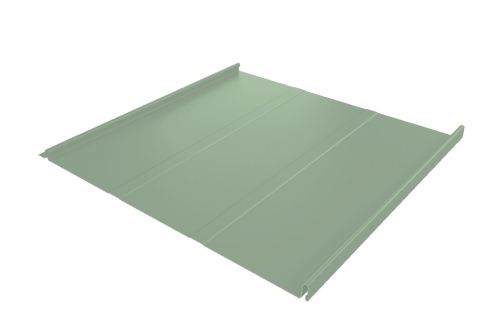 Фальц двойной стоячий Line 0,45 PE с пленкой на замках RAL 6019 бело-зеленый | Металлобаза Волхонка