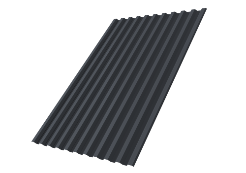 Профнастил С21R 0,5 Rooftop Бархат с пленкой RAL 7024 мокрый асфальт | Металлобаза Волхонка