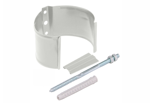 Хомут трубы металлический на камень Grand Line ПВХ белый (RAL 9003) | Металлобаза Волхонка