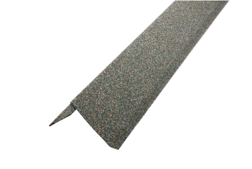 Планка ветровая с отгибом Grand Line c гранулятом для мягкой кровли 100*20*70 зеленая | Металлобаза Волхонка