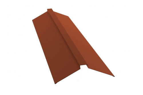 Планка конька плоского 115х30х115 0,5 Satin с пленкой RAL 8004 терракота | Металлобаза Волхонка