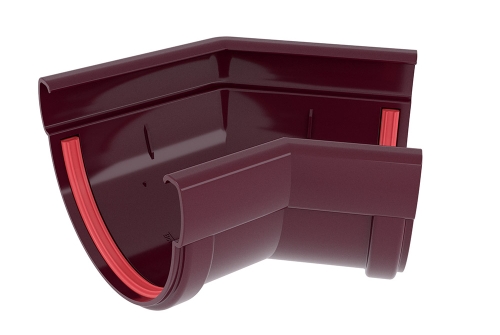 Угол желоба 135 град.Дизайн 135 ПВХ Grand Line бордо (RAL 3005) | Металлобаза Волхонка