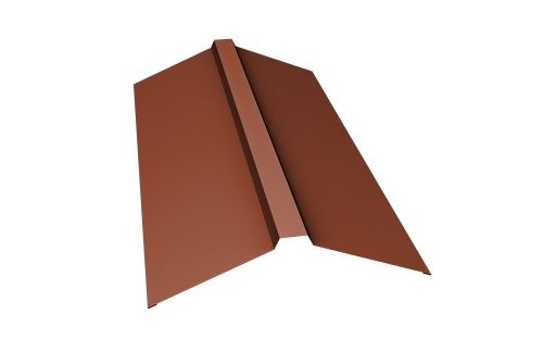 Планка конька прямоугольного 150х30х150 0,5 Velur RAL 8004 терракота | Металлобаза Волхонка