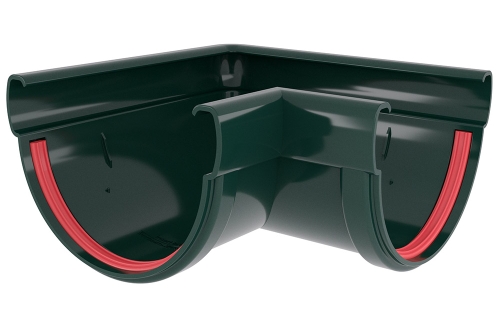 Угол желоба 90 град.Дизайн 135 ПВХ Grand Line зелёный (RAL 6005) | Металлобаза Волхонка