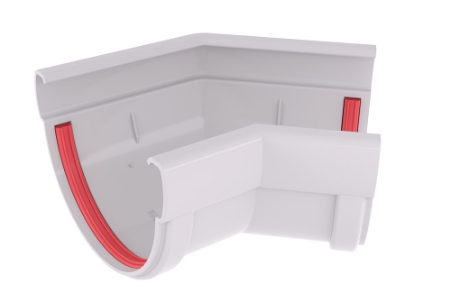 Угол желоба 135 град.Дизайн 135 ПВХ Grand Line белый (RAL 9003) | Металлобаза Волхонка