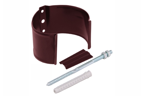 Хомут трубы металлический на камень Grand Line ПВХ бордо (RAL 3005) | Металлобаза Волхонка