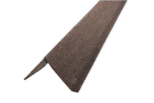 Планка ветровая с отгибом Grand Line c гранулятом для мягкой кровли 100*20*70 Роки коричневый | Металлобаза Волхонка