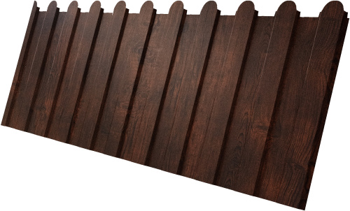 Профнастил С8A в02 фигурный 0,45 Принт Премиум с пленкой Бразильская вишня темная Фреш TwinColor | Металлобаза Волхонка