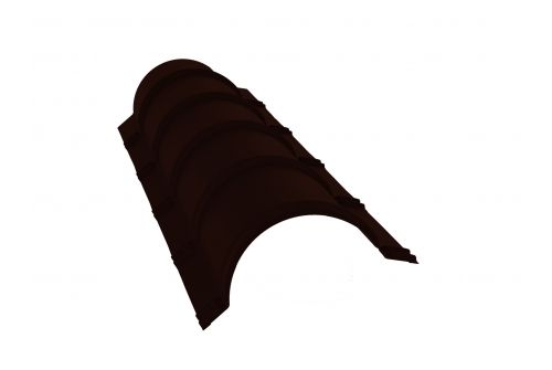 Планка малого конька полукруглого 0,5 Satin с пленкой RR 32 темно-коричневый | Металлобаза Волхонка